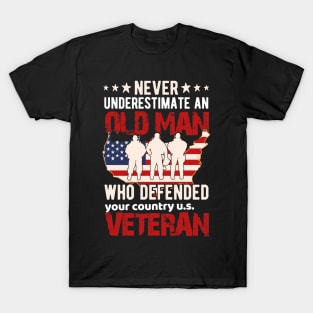 Old Man Veteran American Veteran Military T-Shirt